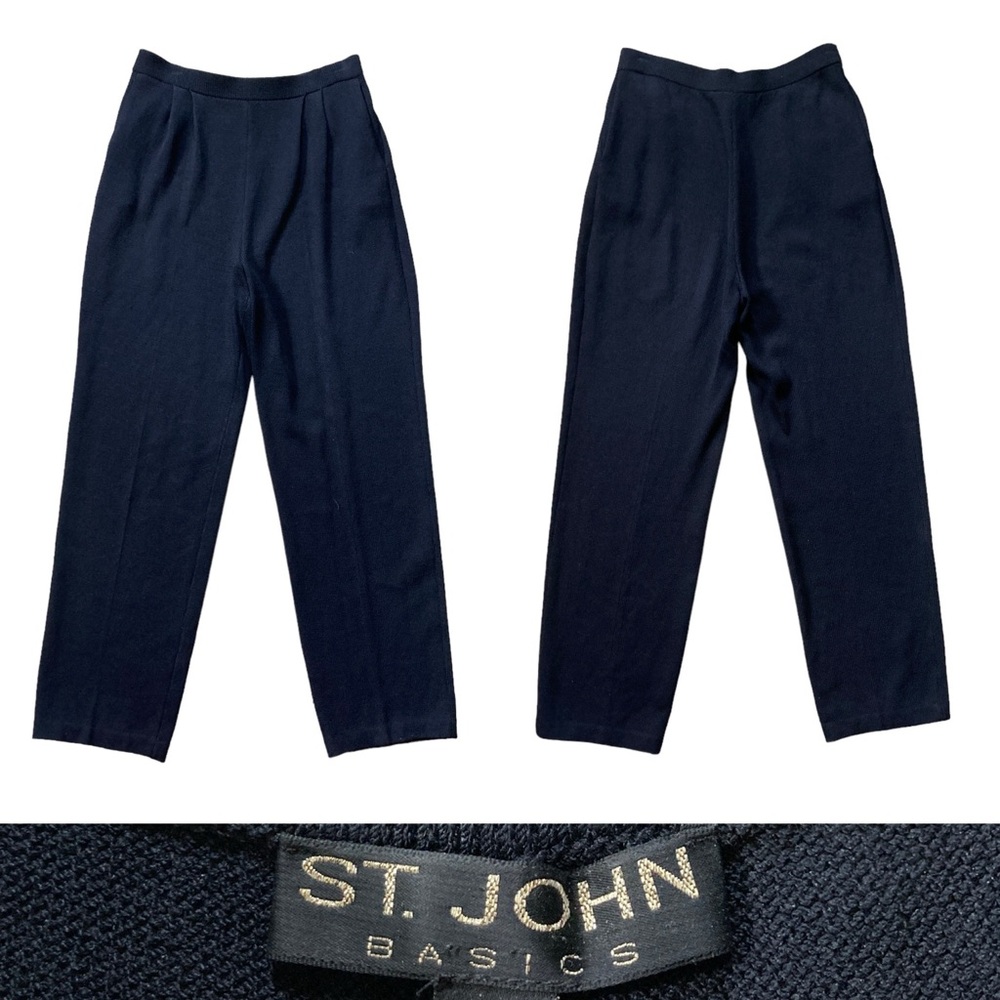 St. John Basic Santana Knit Pleated Pull-On Pants Women’s size 6 in Black